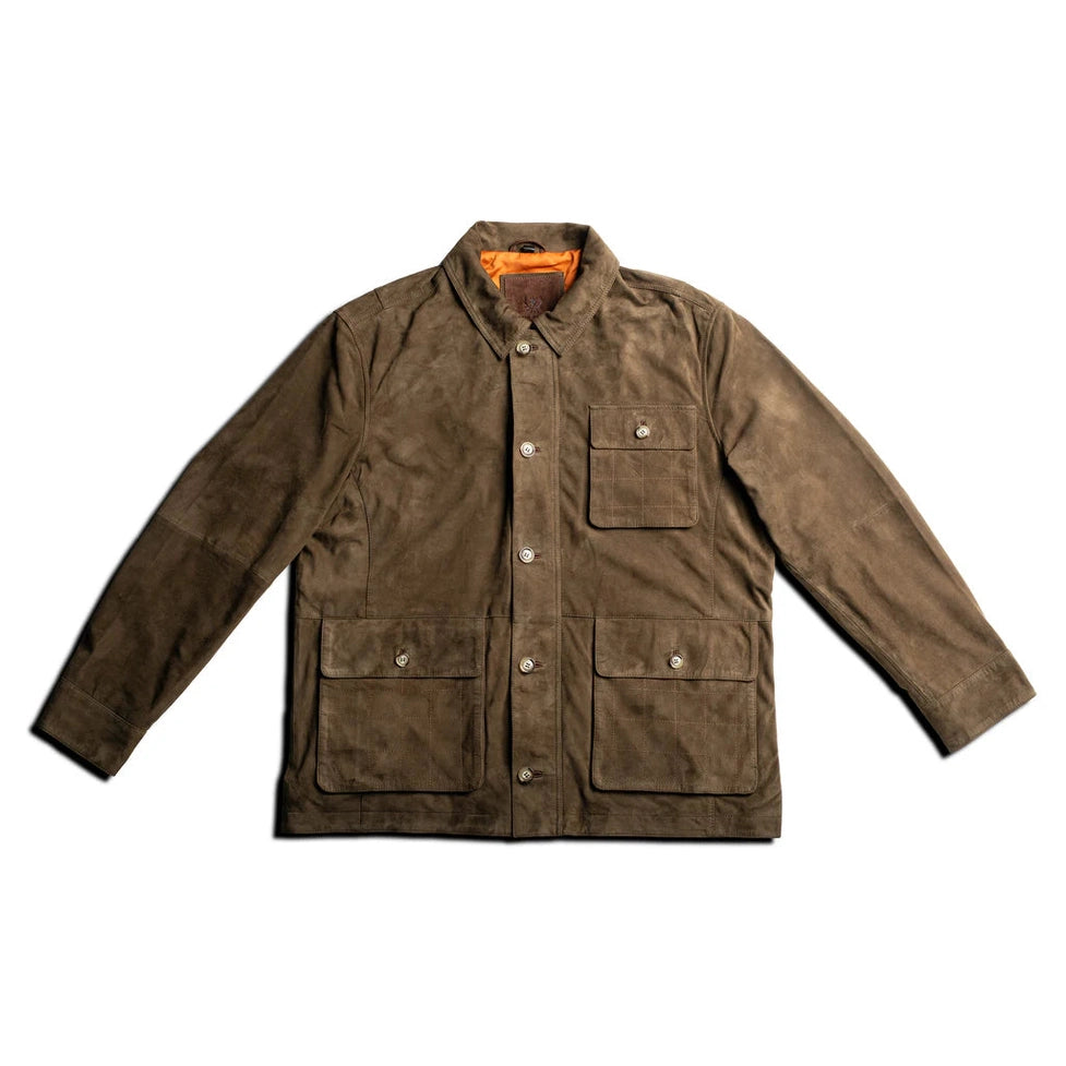 Martin Dingman Greystone Lightweight Goat Suede Safari Jacket in Olive