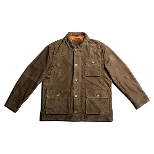 Martin Dingman Greystone Lightweight Goat Suede Safari Jacket in Olive