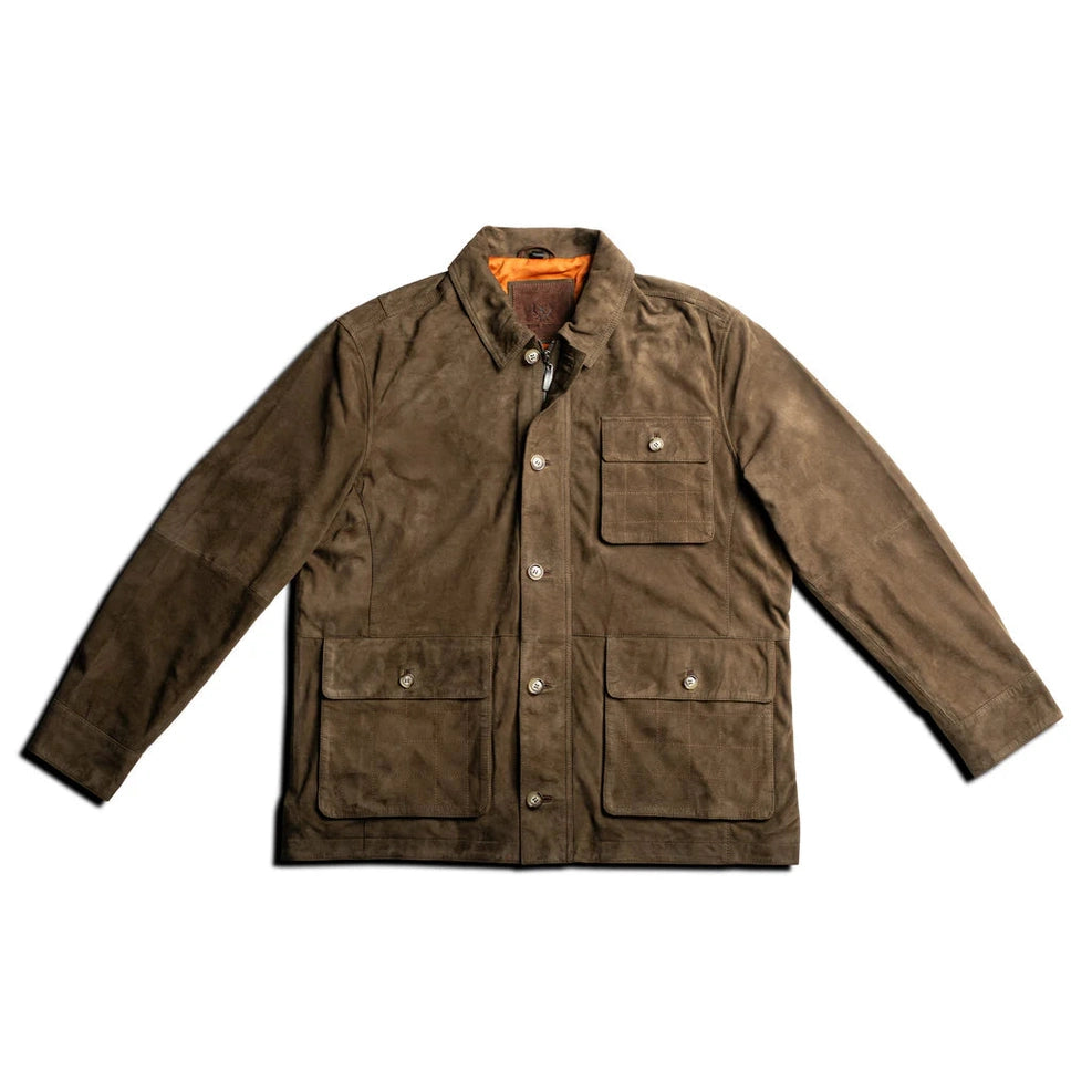 Martin Dingman Greystone Lightweight Goat Suede Safari Jacket in Olive