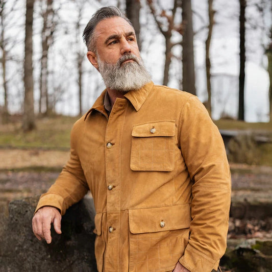 Martin Dingman Greystone Lightweight Goat Suede Safari Jacket in British Tan