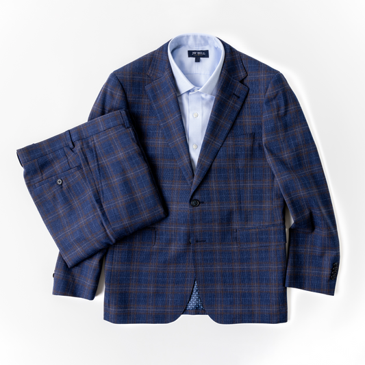 Wool Motion Suit - Navy Plaid