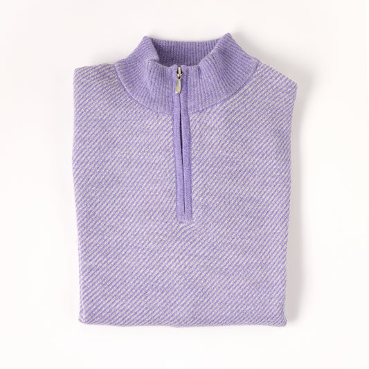 Royal Alpaca 1/2 Zip Mock Diagonal Jacquard Sweater