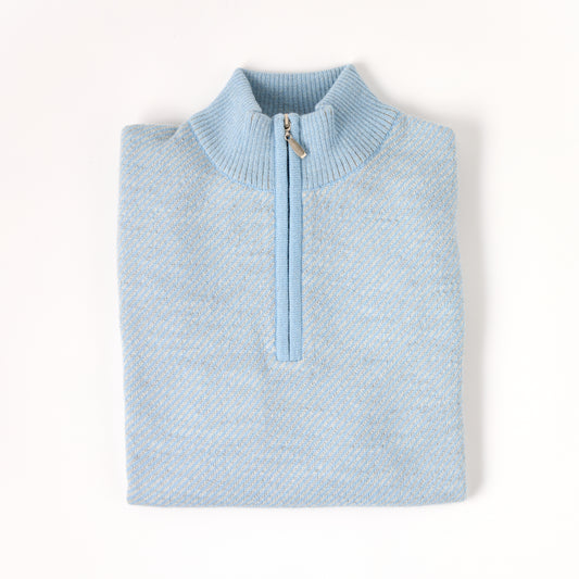 Royal Alpaca 1/2 Zip Mock Diagonal Jacquard Sweater