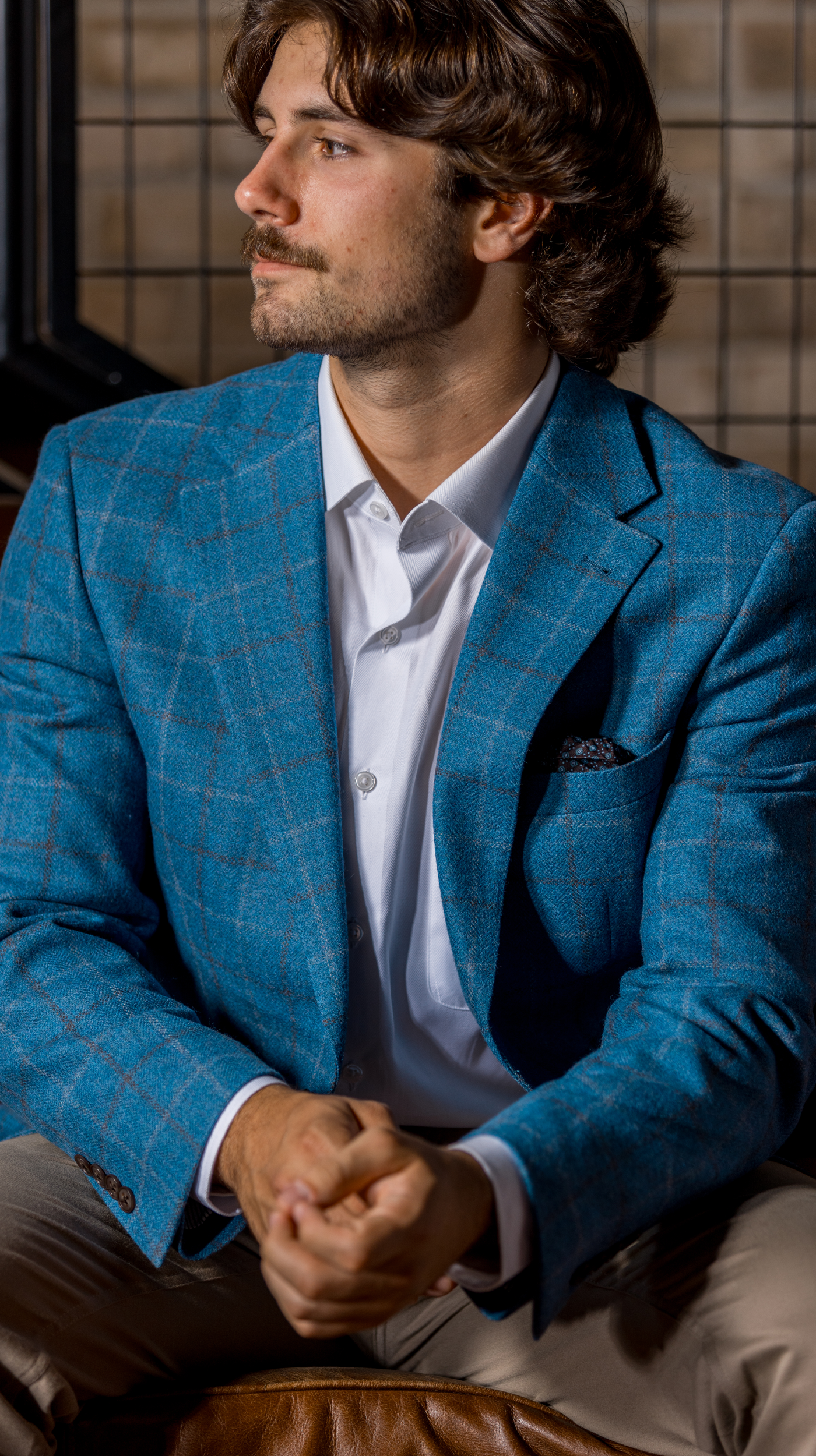 Light Blue Windowpane Sport Coat