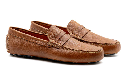 Monte Carlo Water Buffalo Pebble Grain  Penny Loafers by Martin Dingman