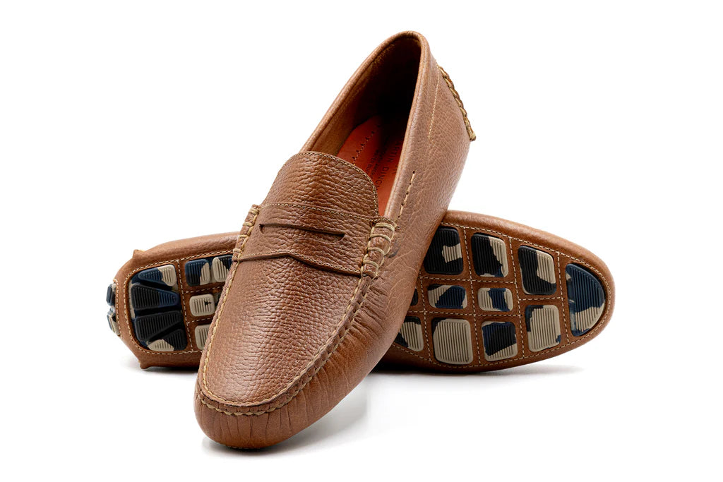 Monte Carlo Water Buffalo Pebble Grain  Penny Loafers by Martin Dingman