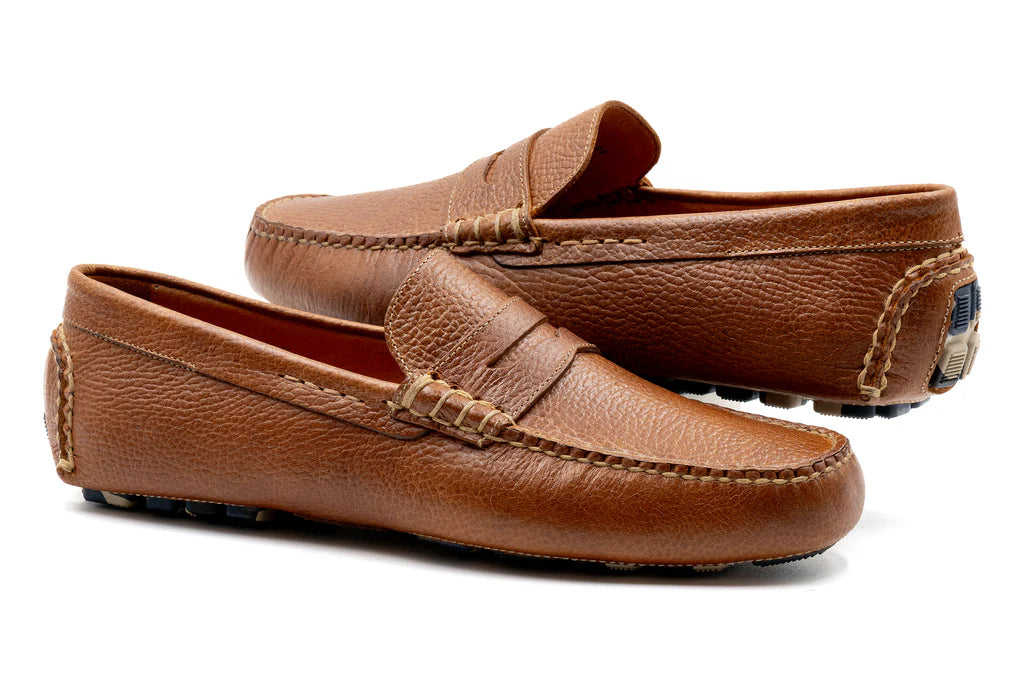 Monte Carlo Water Buffalo Pebble Grain  Penny Loafers by Martin Dingman