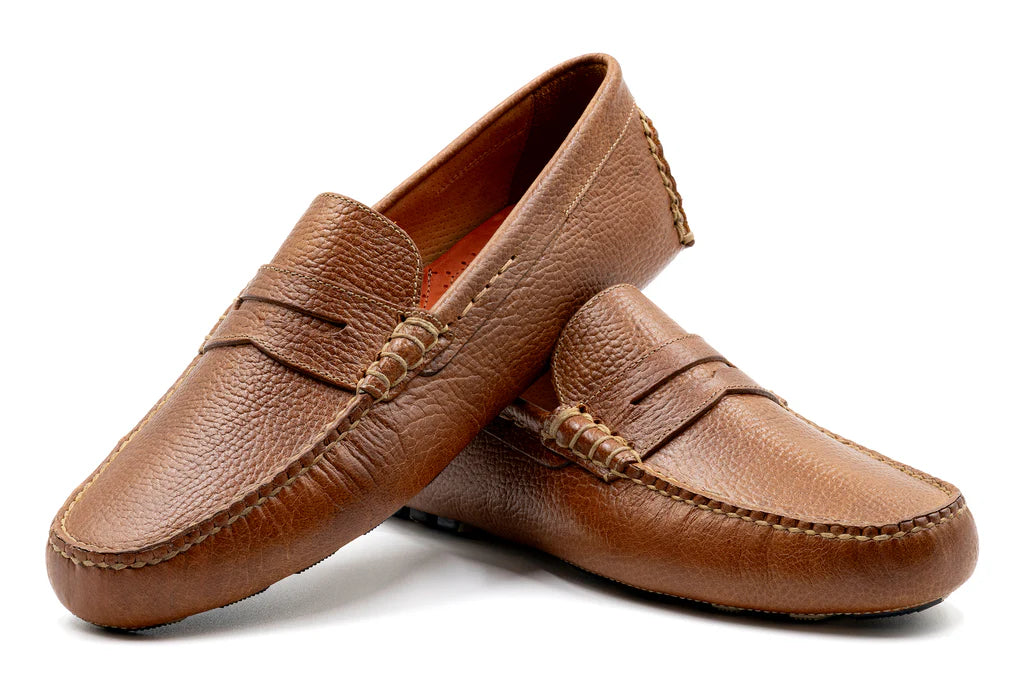 Monte Carlo Water Buffalo Pebble Grain  Penny Loafers by Martin Dingman