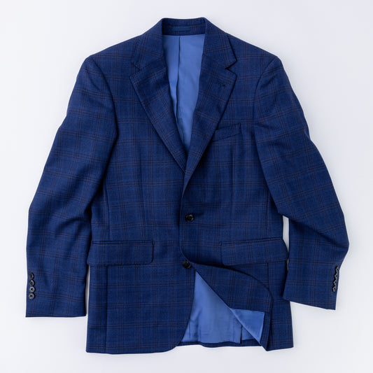 Navy Plaid Wool Sport Coat