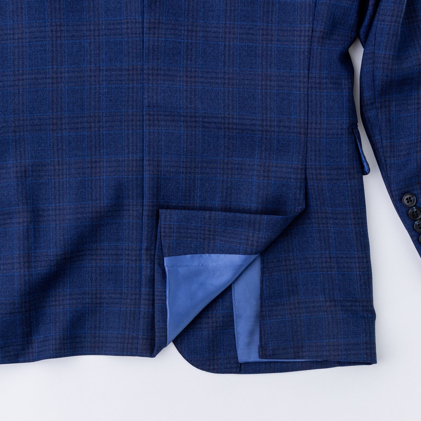 Navy Plaid Wool Sport Coat