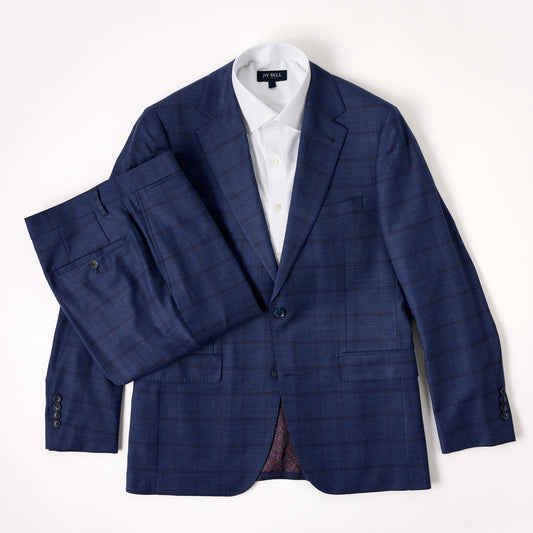 Wool Motion Suit - Navy Shadow Windowpane