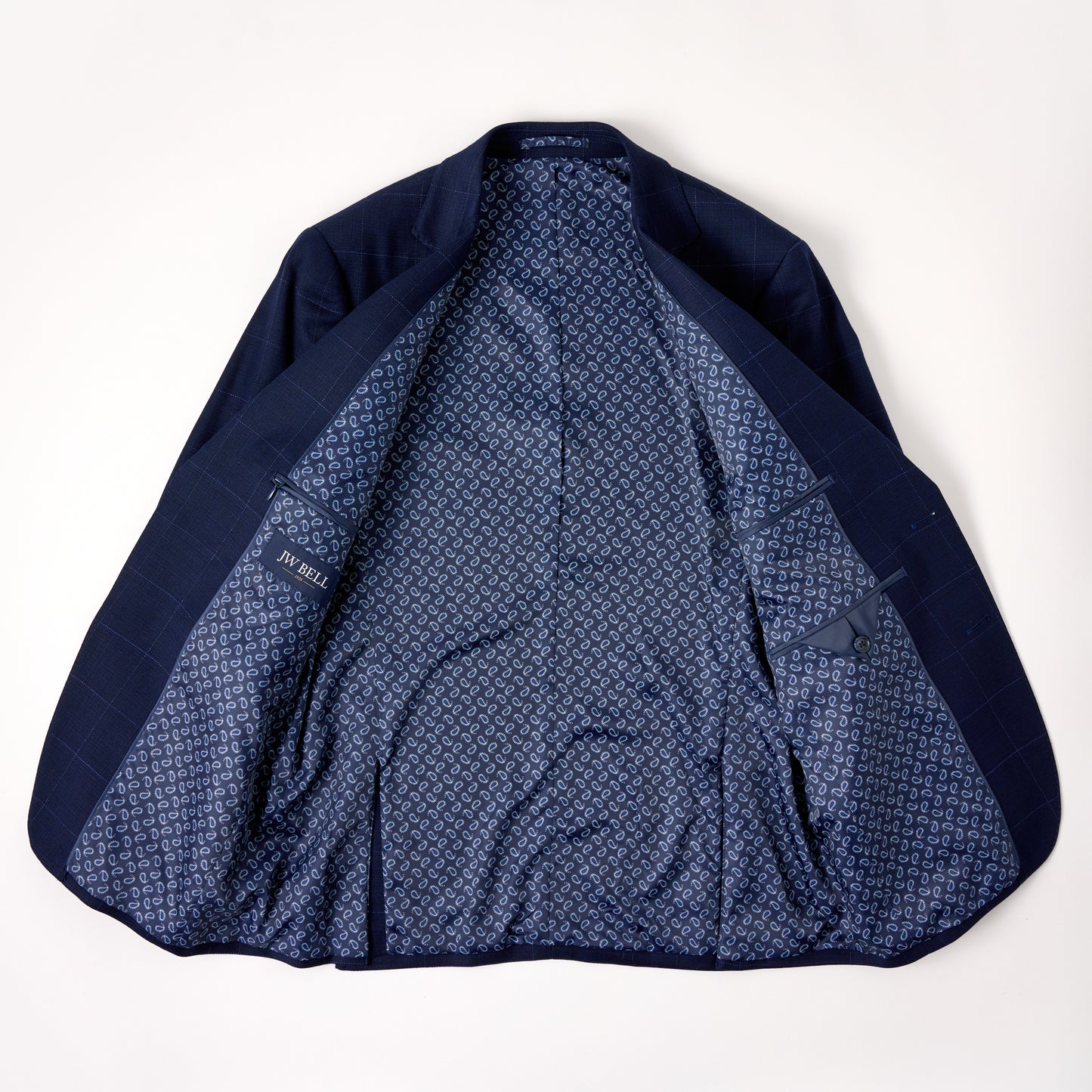 Wool Motion Suit - Navy Blue Windowpane