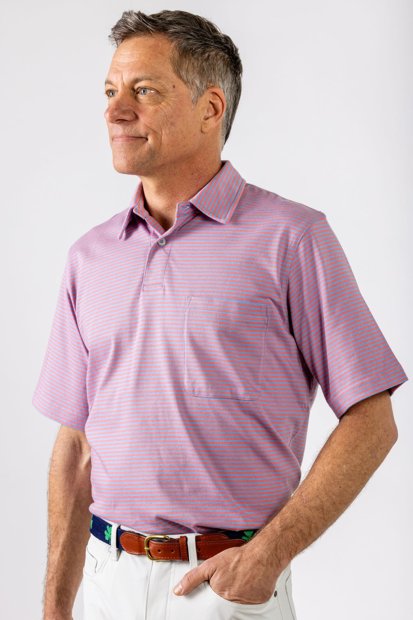 Ultra-Soft Striped Jersey Polo - 3 Colors Available