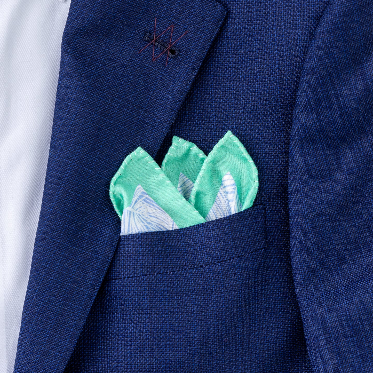 Blue Floral Pocket Square