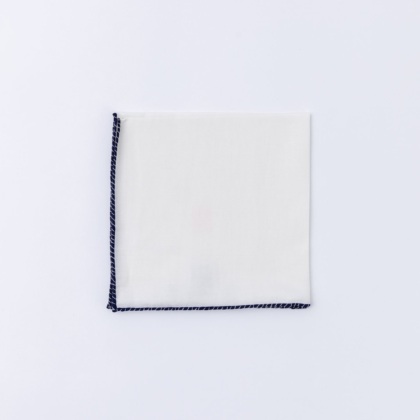 White Navy Trim Pocket Square