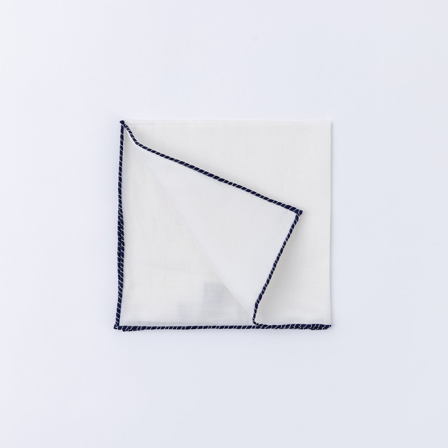 White Navy Trim Pocket Square