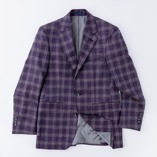 Wool-Linen-Silk Purple Plaid Sport Coat