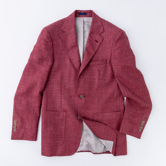 Burgundy Wool, Silk, Linen Sport Coat