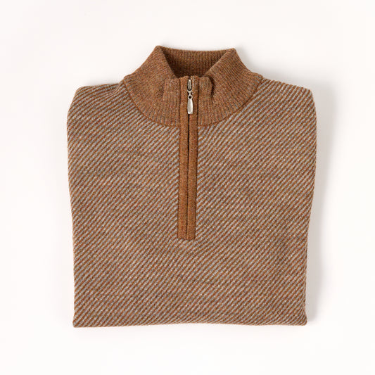 Royal Alpaca 1/2 Zip Mock Diagonal Jacquard Sweater