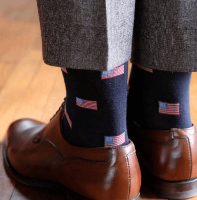 Boardroom Socks - American Flag Dark Navy Merino Wool Over the Calf