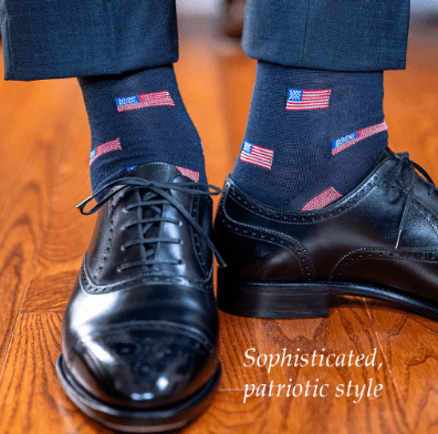 Boardroom Socks - American Flag Dark Navy Merino Wool Over the Calf