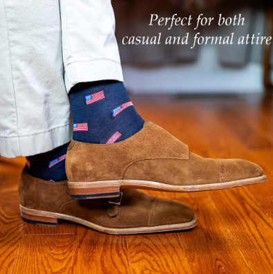Boardroom Socks - American Flag Dark Navy Merino Wool Mid Calf