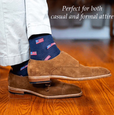 Boardroom Socks - American Flag Dark Navy Merino Wool Over the Calf