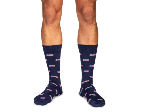 Boardroom Socks - American Flag Navy Cotton Mid Calf