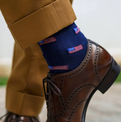 Boardroom Socks - American Flag Navy Cotton Over the Calf