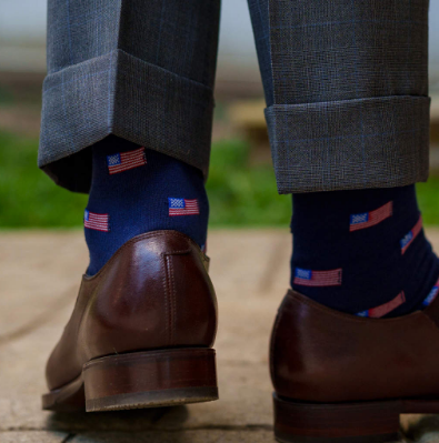 Boardroom Socks - American Flag Navy Cotton Over the Calf