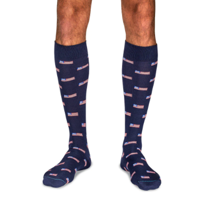 Boardroom Socks - American Flag Navy Cotton Over the Calf