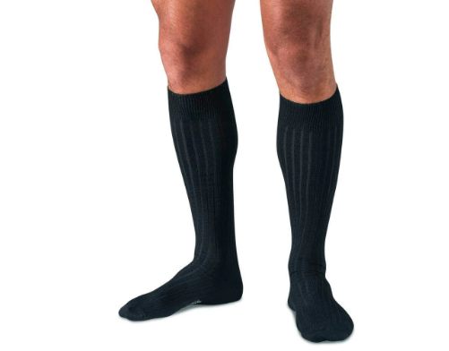Boardroom Socks - Black Merino Wool Over the Calf