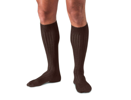 Boardroom Socks - Brown Merino Wool Over the Calf