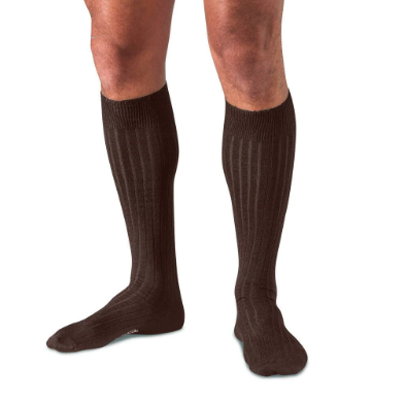 Boardroom Socks - Brown Merino Wool Over the Calf