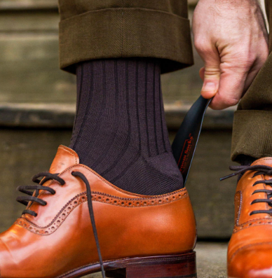 Boardroom Socks - Brown Pima Cotton Mid Calf