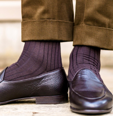 Boardroom Socks - Brown Pima Cotton Mid Calf