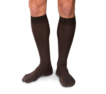 Boardroom Socks - Brown Pima Cotton Over the Calf