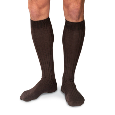 Boardroom Socks - Brown Pima Cotton Over the Calf