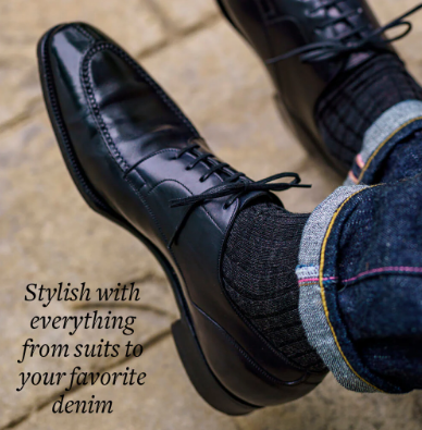 Boardroom Socks - Charcoal Merino Wool Over the Calf