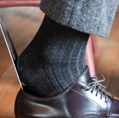 Boardroom Socks - Charcoal Merino Wool Over the Calf