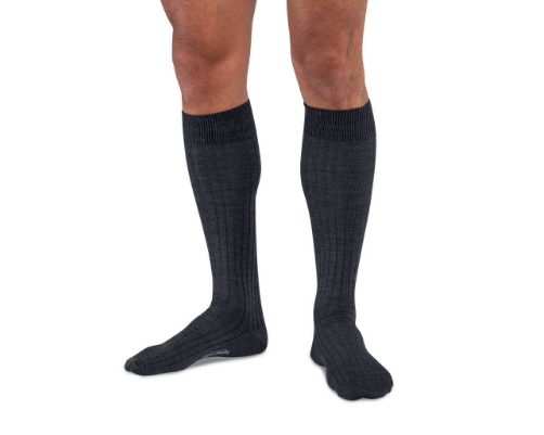 Boardroom Socks - Charcoal Merino Wool Over the Calf
