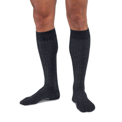 Boardroom Socks - Charcoal Merino Wool Over the Calf