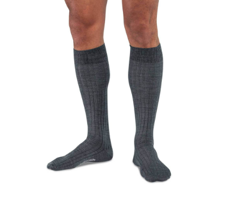 Boardroom Socks - Grey Heather Merino Wool Over the Calf