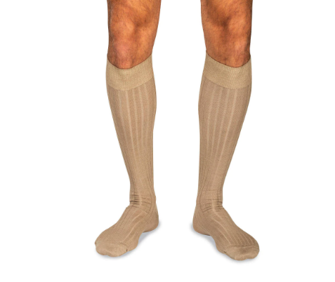 Boardroom Socks - Khaki Merino Wool Over the Calf