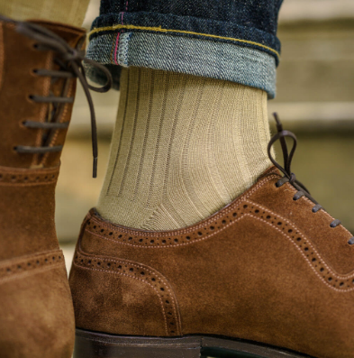 Boardroom Socks - Khaki Pima Cotton Over the Calf