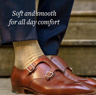 Boardroom Socks - Khaki Pima Cotton Over the Calf