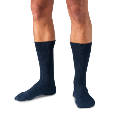 Boardroom Socks - Navy Merino Wool Mid Calf