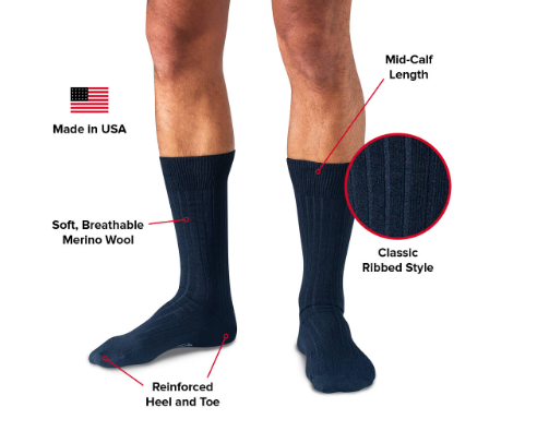 Boardroom Socks - Navy Merino Wool Mid Calf