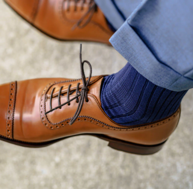 Boardroom Socks - Navy Pima Cotton Over the Calf