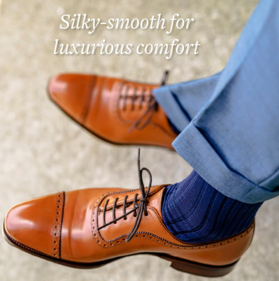 Boardroom Socks - Navy Pima Cotton Over the Calf